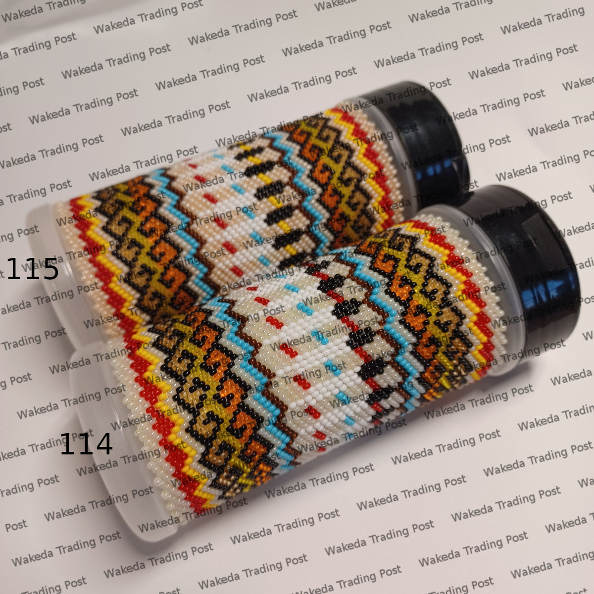 Beaded Jars with Feather Design - #114