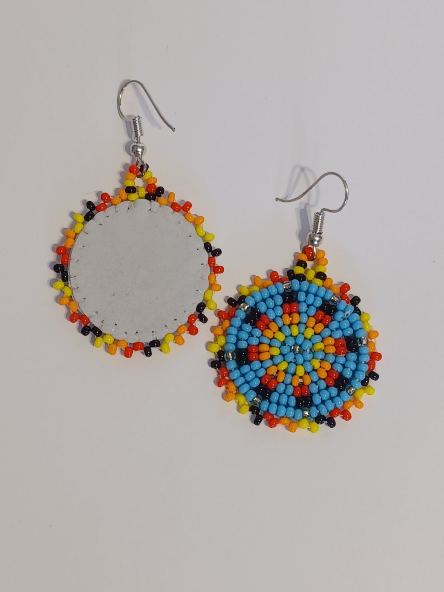 Beaded Rosette Earrings - Turquoise