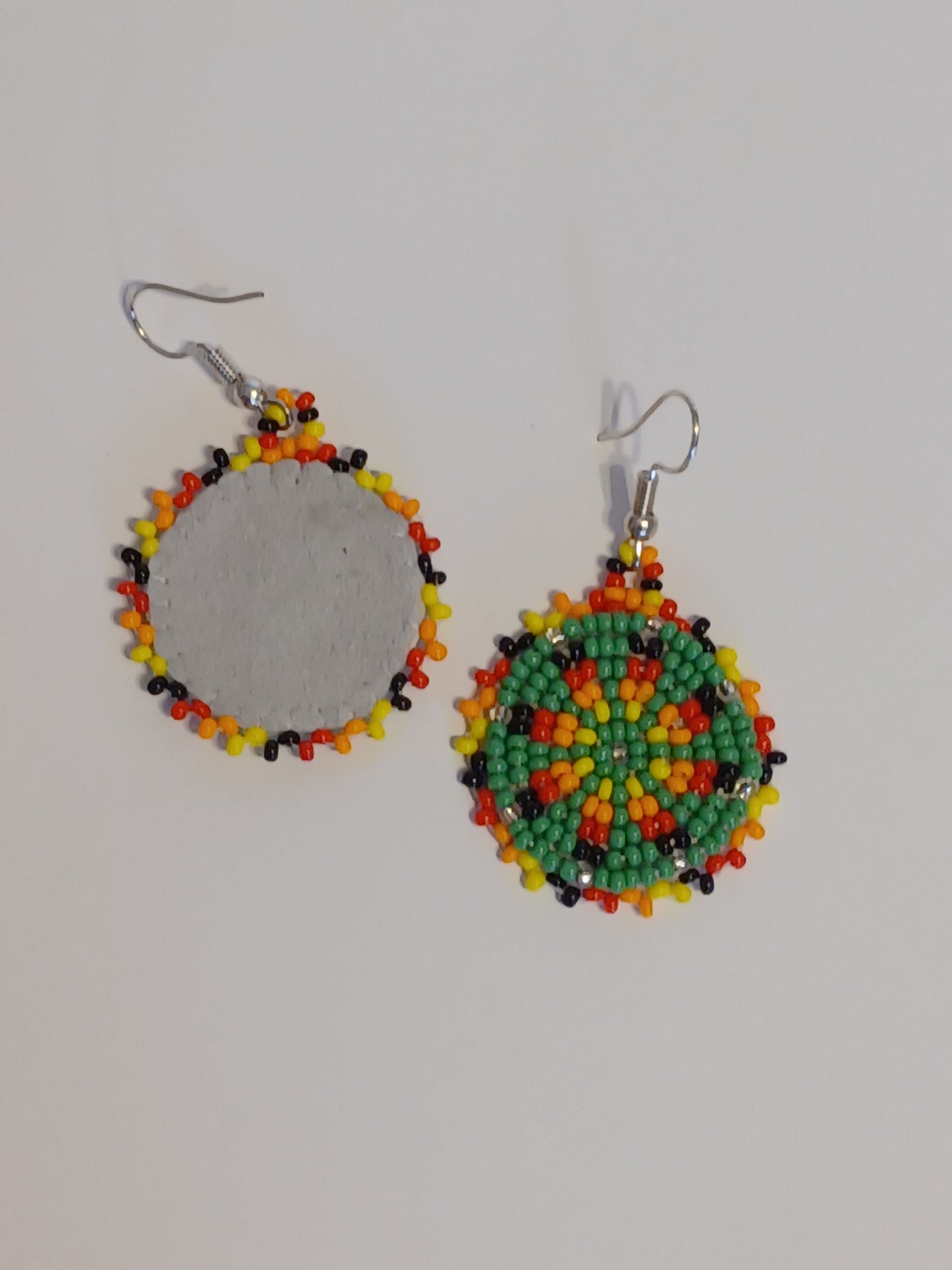 Beaded Rosette Earrings - Green