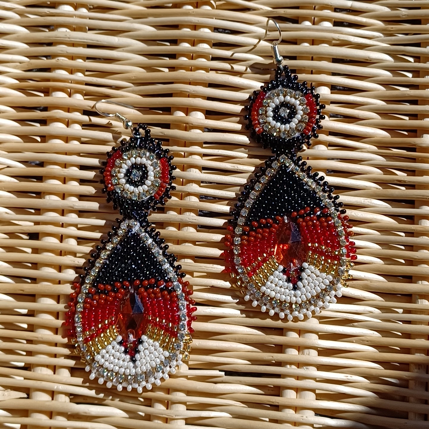 Beaded Bling Earrings - Red Earth