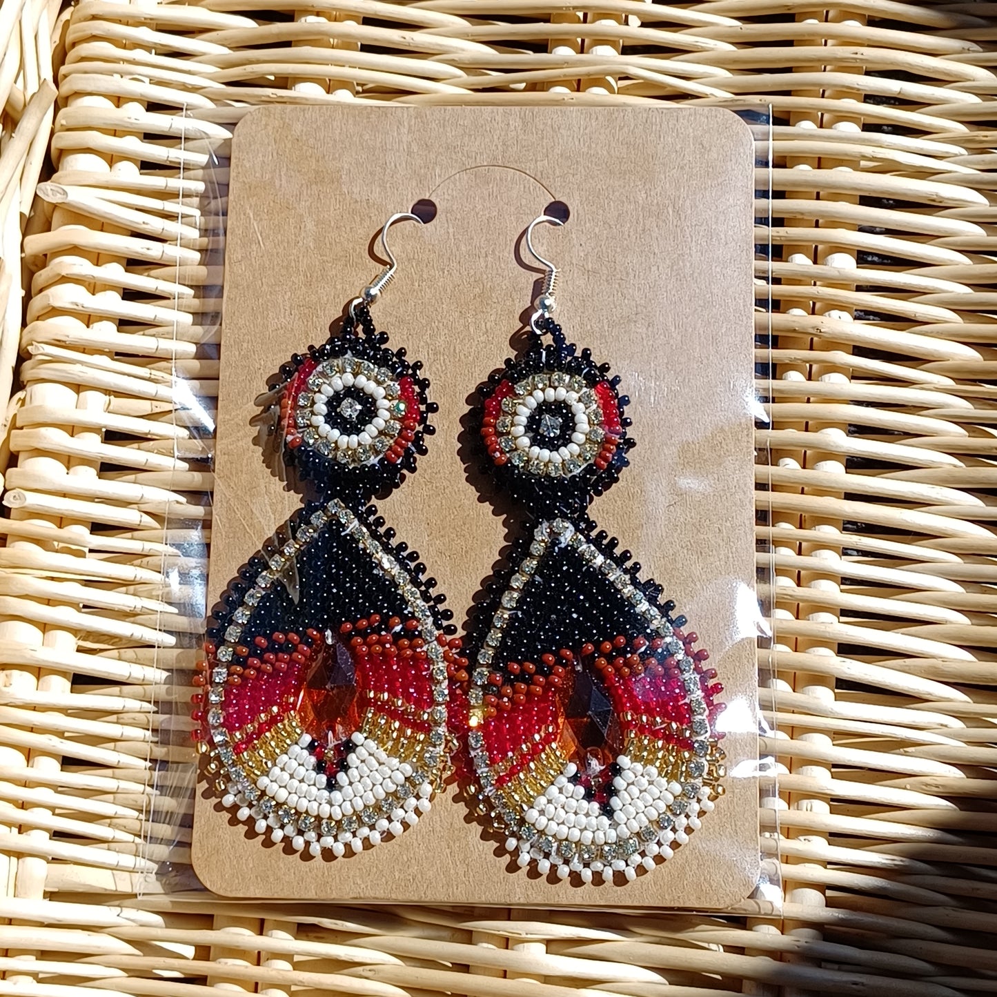 Beaded Bling Earrings - Red Earth