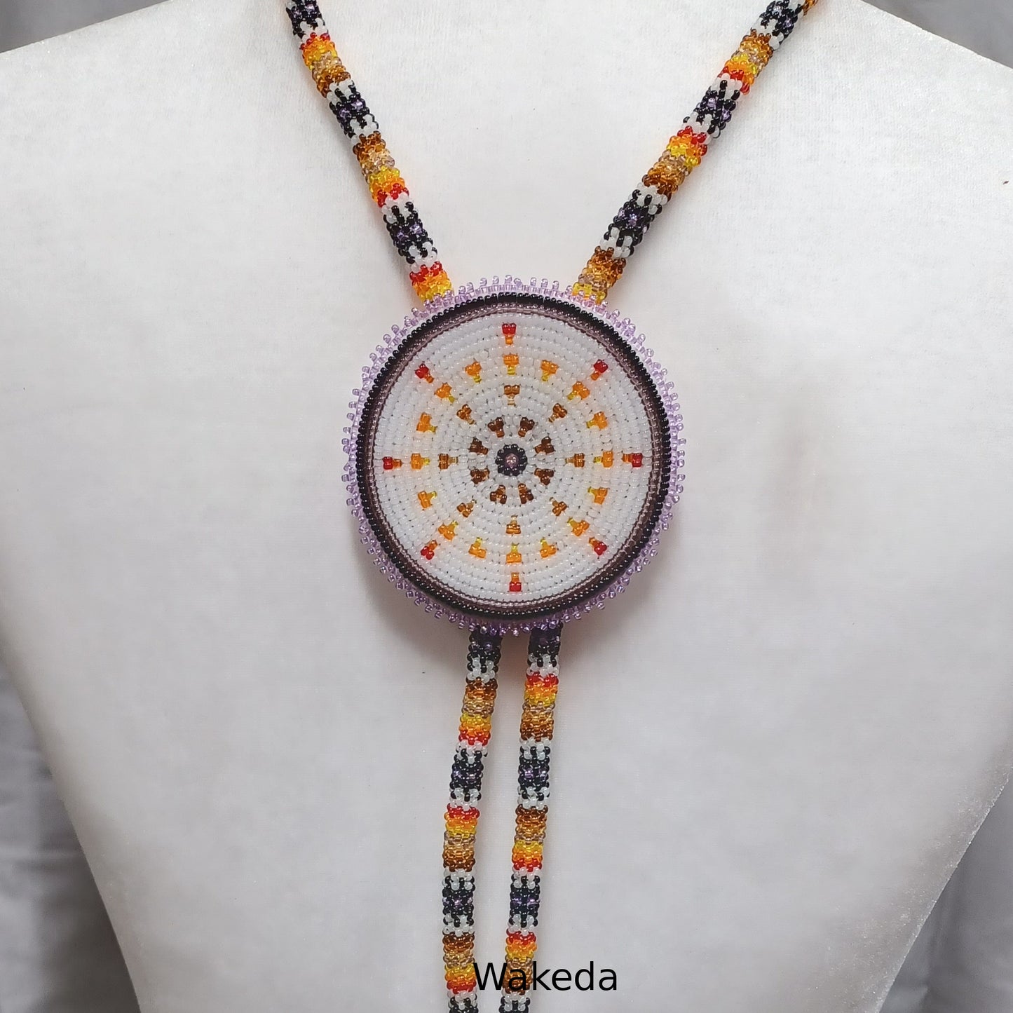 Beaded Bolo Tie with Peyote Beaded Cord