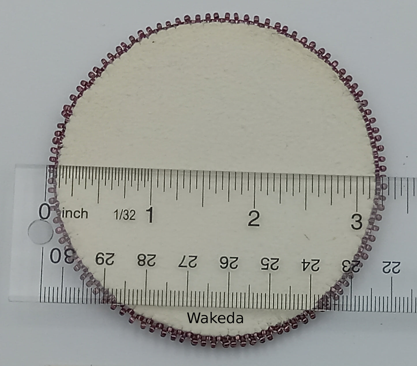 Beaded Rose Medallion - Cream and Purple on Pink