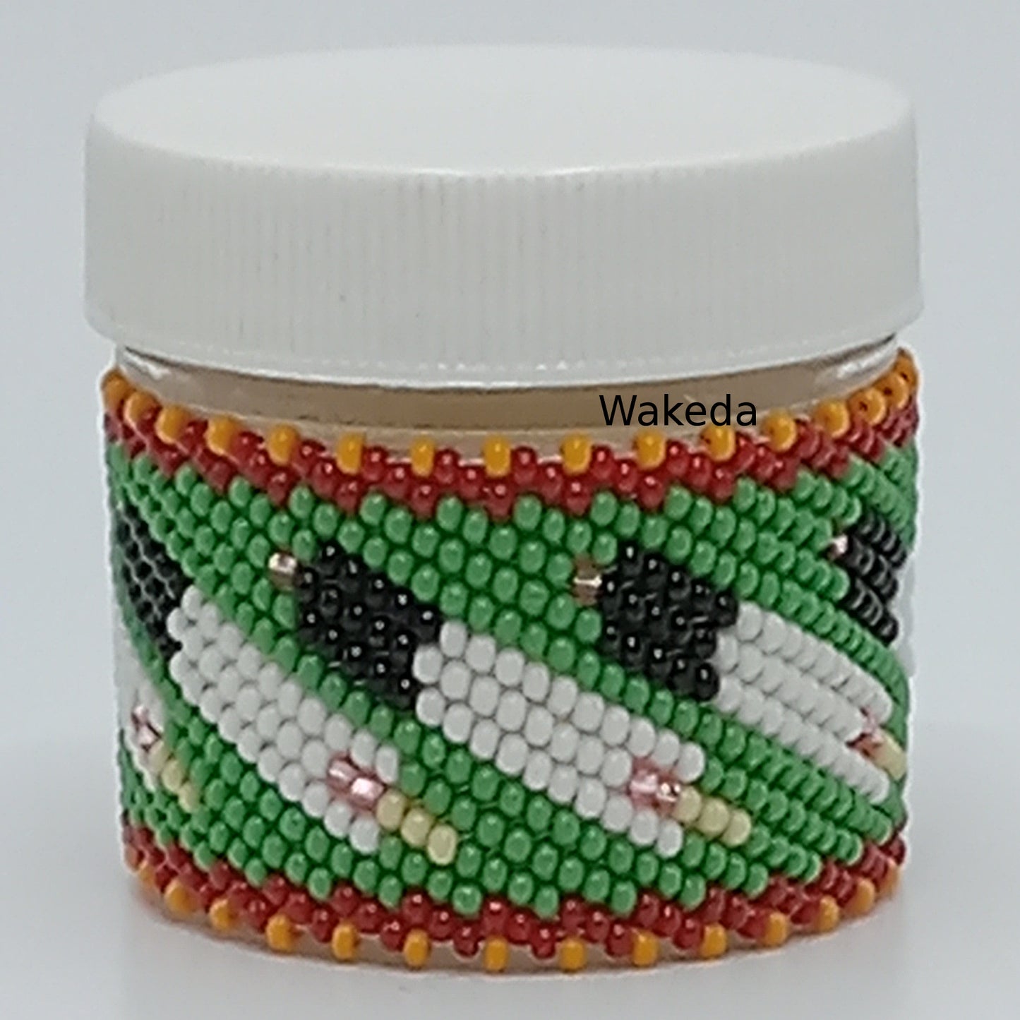 Beaded 1oz Jars with Feather Design