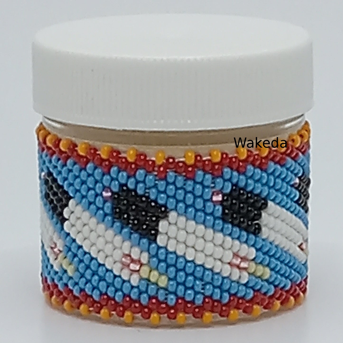 Beaded 1oz Jars with Feather Design