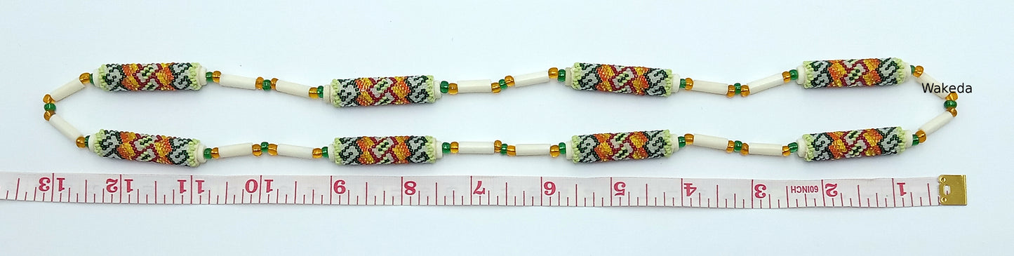 Peyote Beaded Section Necklace - Green