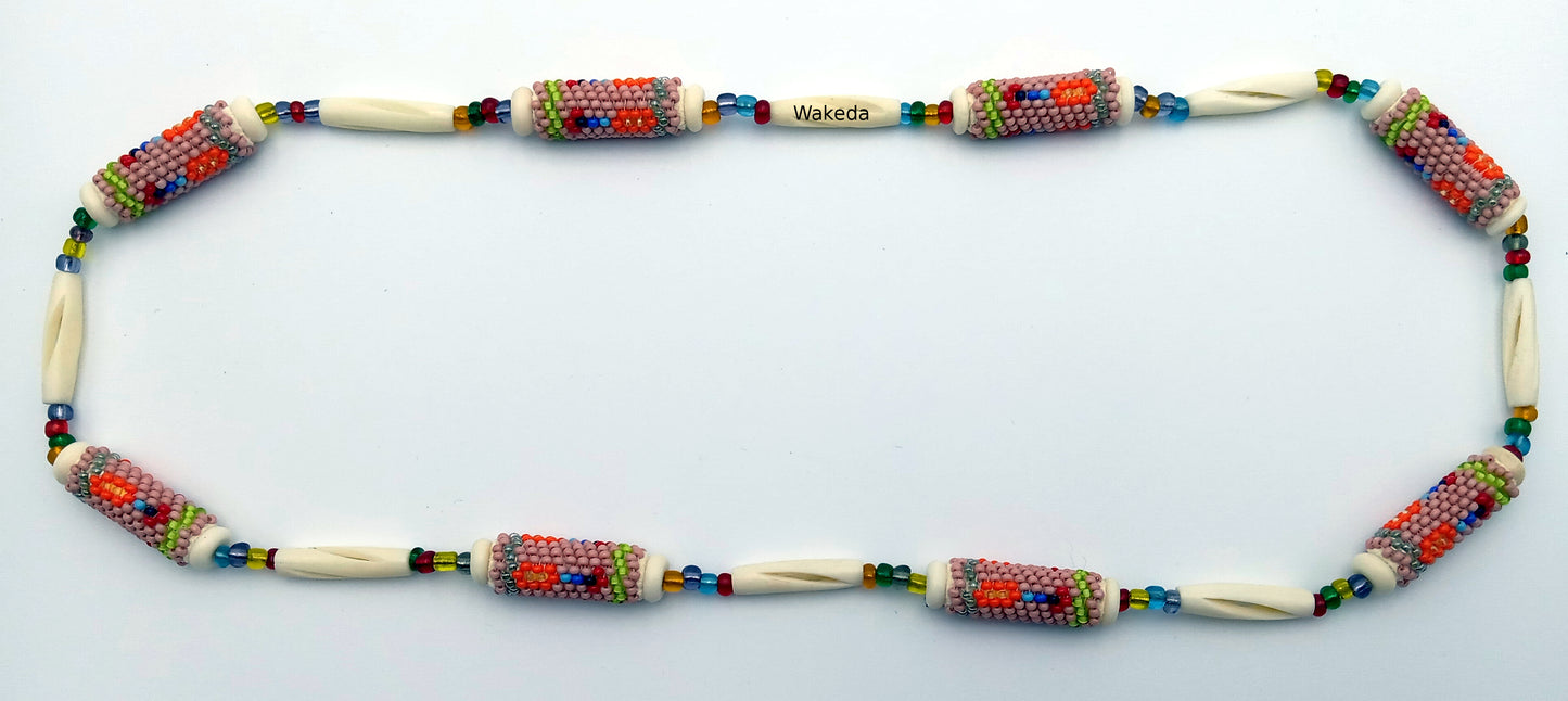Peyote Beaded Section Necklace - Pink