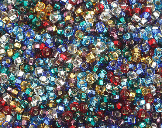 11/0 Czech Seed Beads, 1 Hank - Mixed Silver Lined