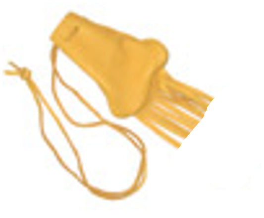 Leather Drawstring Medicine Bag with Fringe - Small Gold