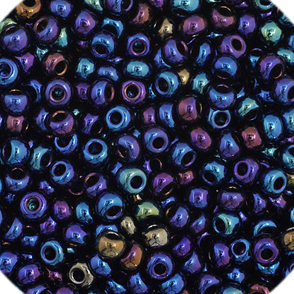 11/0 Czech Seed Beads, 1 Hank - Navy Blue Opaque Rainbow AB