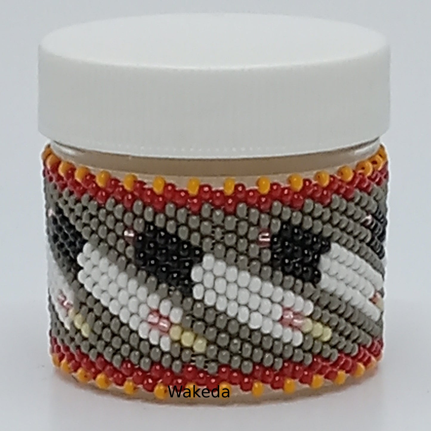 Beaded 1oz Jars with Feather Design