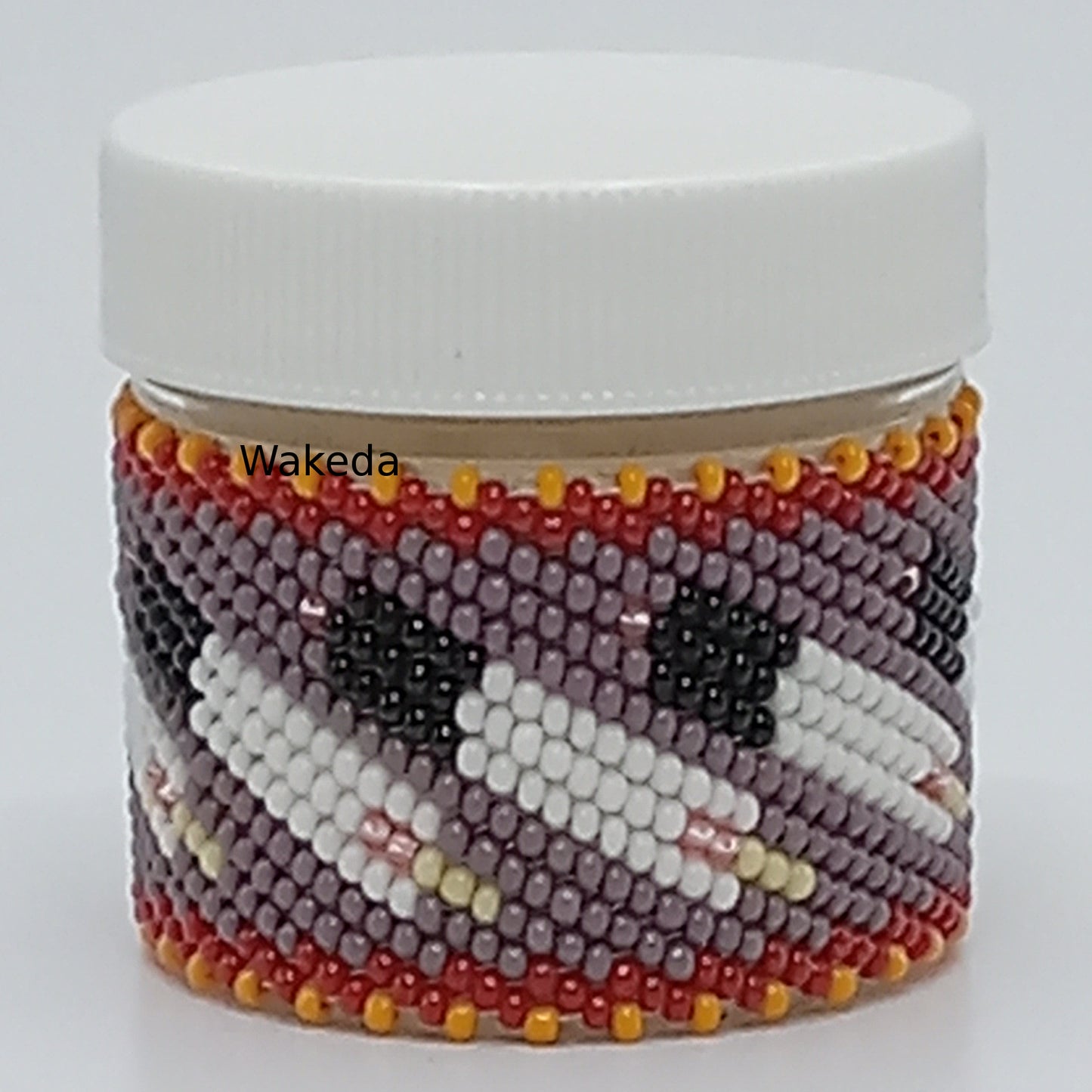 Beaded 1oz Jars with Feather Design