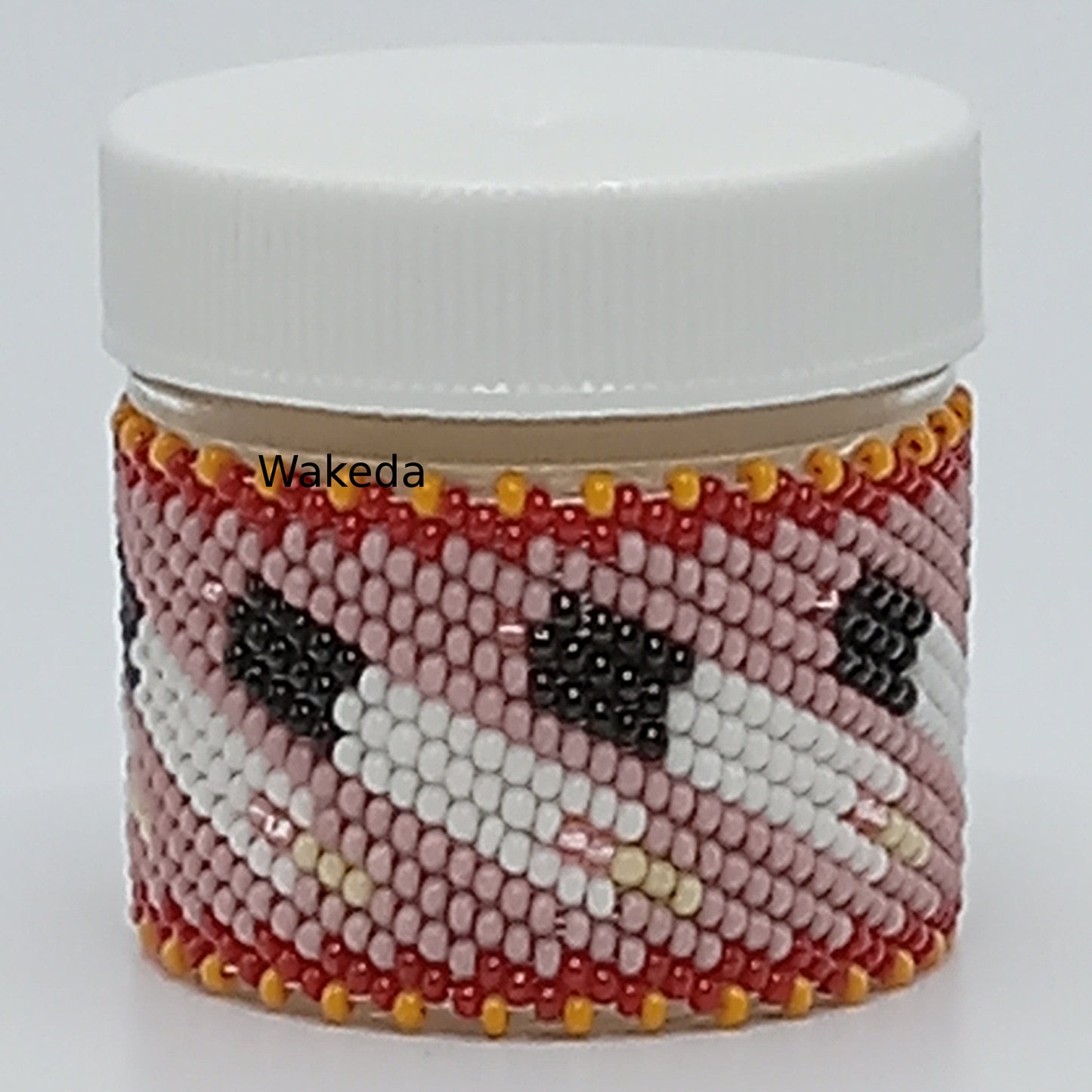 Beaded 1oz Jars with Feather Design