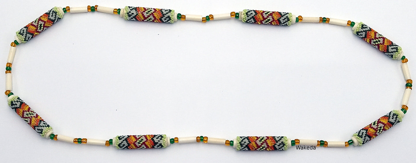 Peyote Beaded Section Necklace - Green