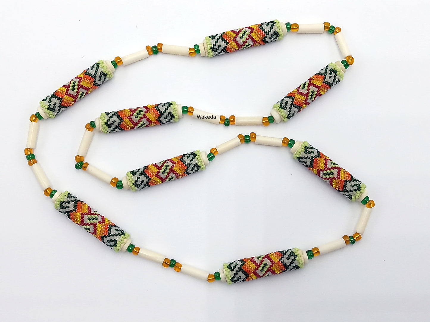 Peyote Beaded Section Necklace - Green