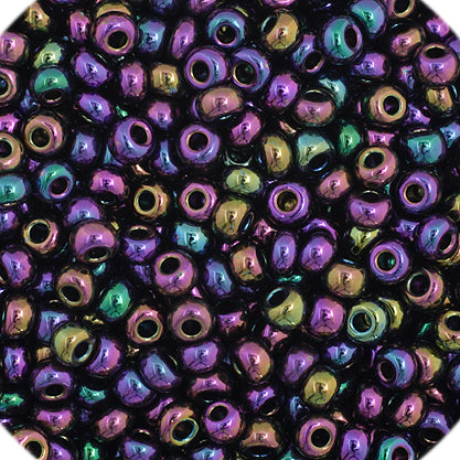 11/0 Czech Seed Beads, 1 Hank - Purple Opaque Rainbow AB