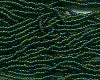 11/0 Czech Seed Beads, 1 Hank - Green Rainbow AB Transparent