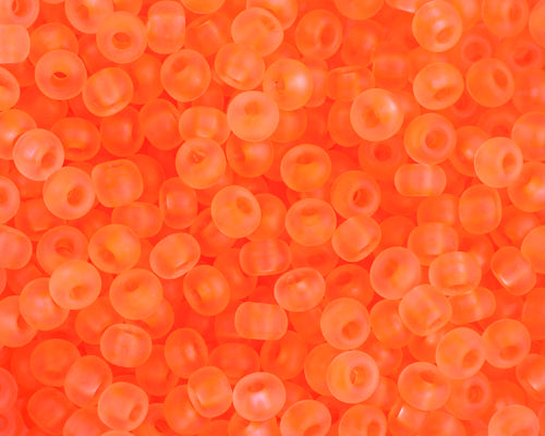 11/0 Czech Seed Beads - Neon Orange Transparent