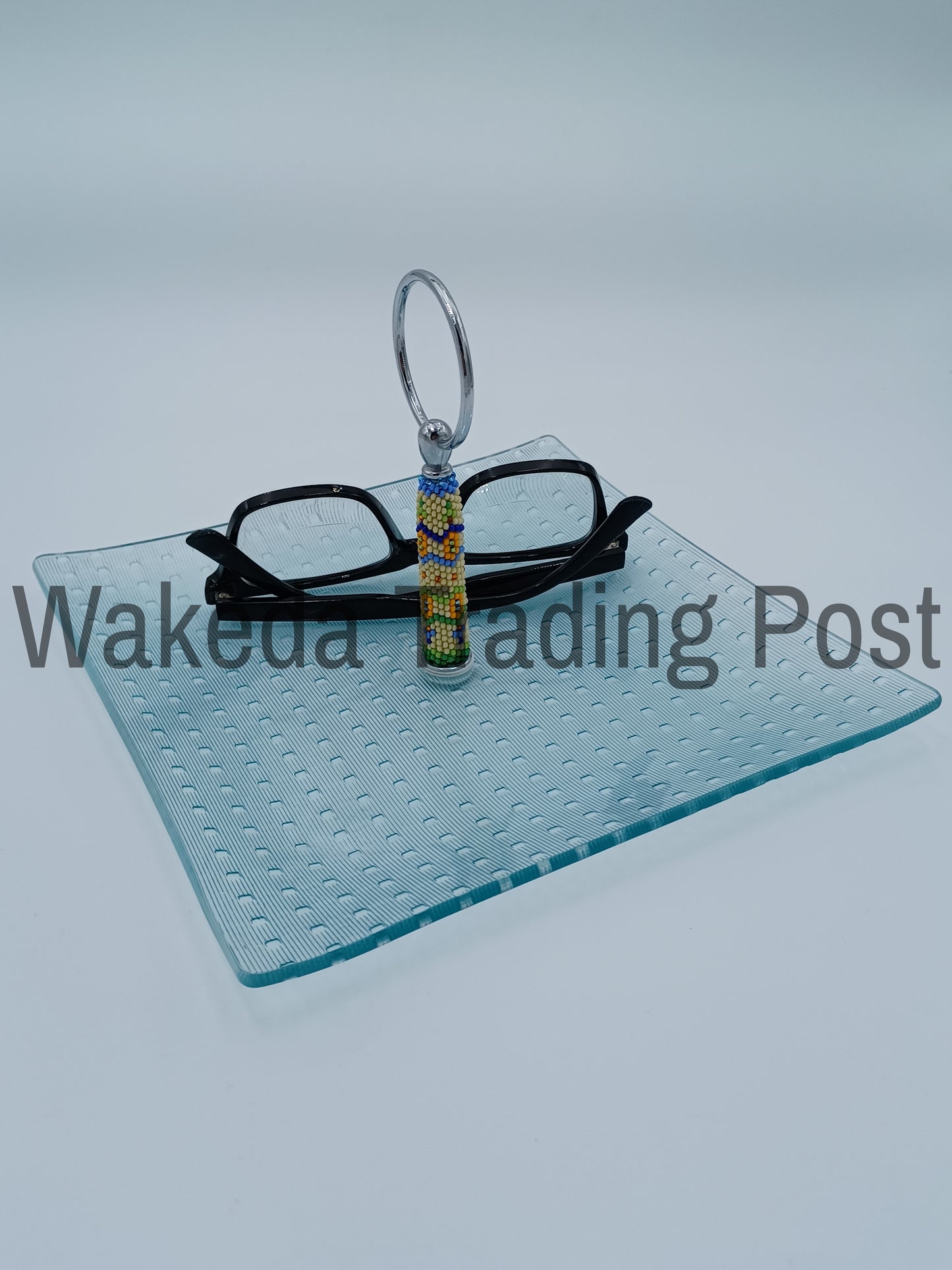 Glass Accessory Tray with Beaded Handle