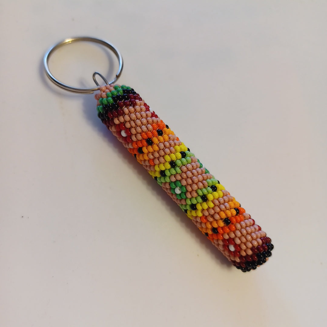Beaded Keychain - Pink with Flowers