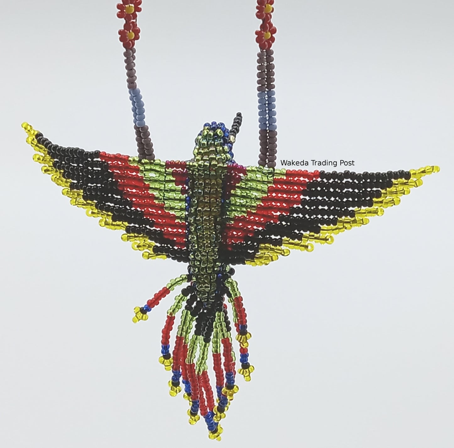 Beaded Hummingbird Necklace - Green