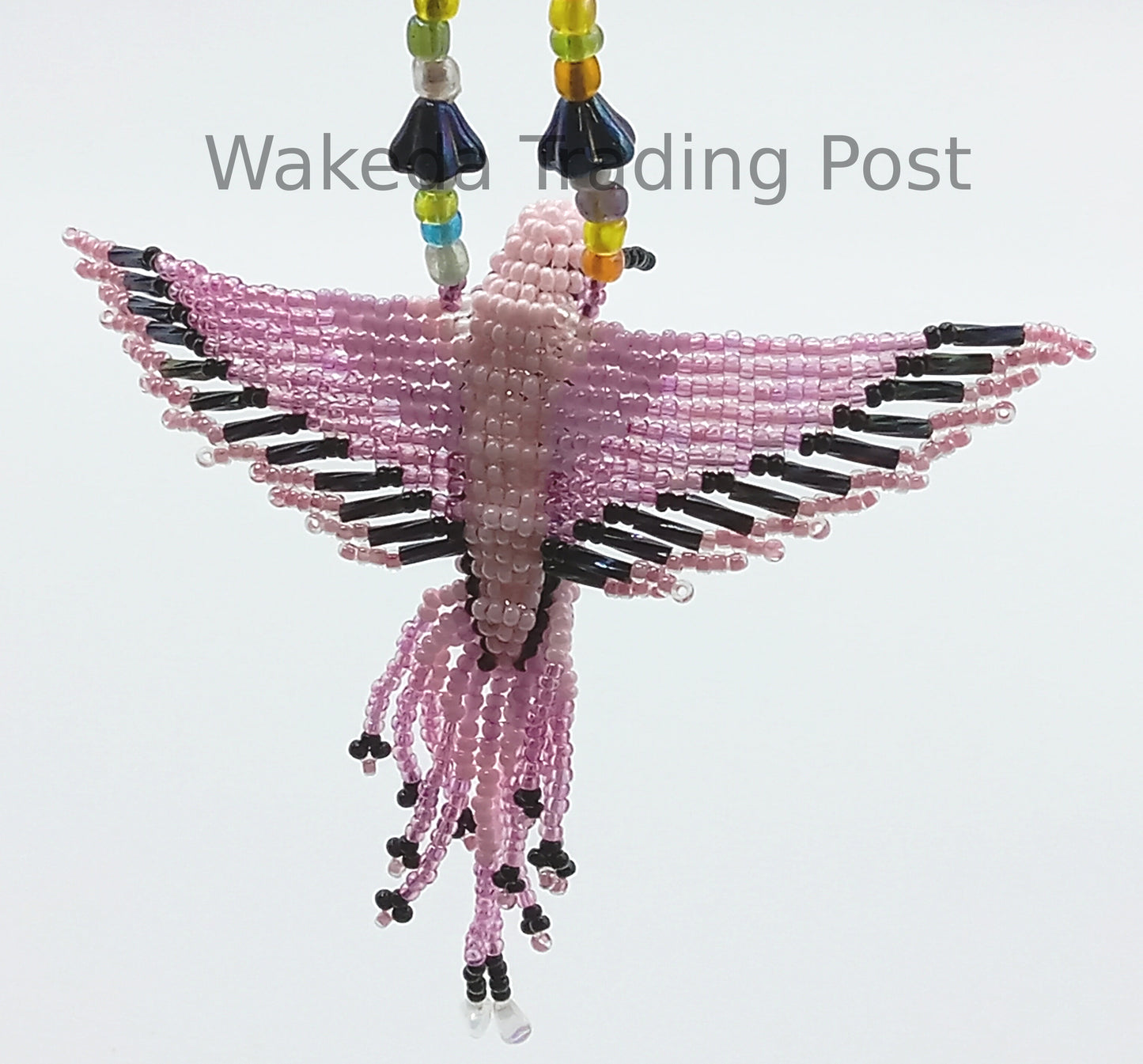 Beaded Hummingbird Necklace - Pink