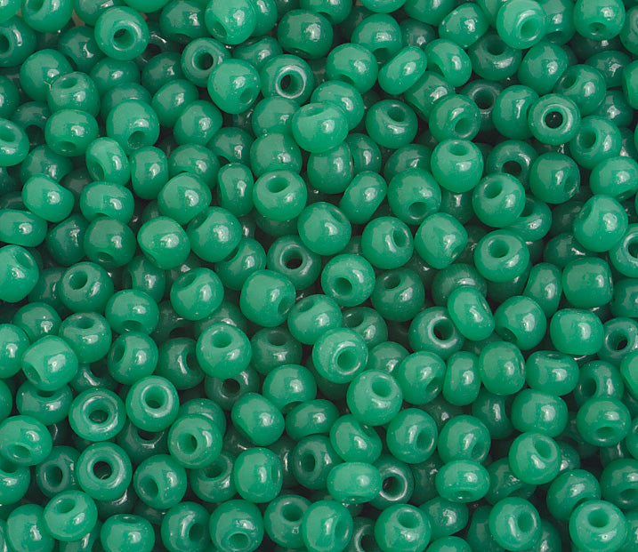 11/0 Czech Seed Beads, 1 Hank - Green Opal