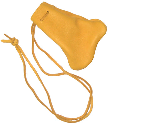 Leather Drawstring Medicine Bag - Medium Gold